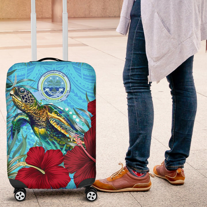 1sttheworld Luggage Covers - Micronesia Turtle Hibiscus Ocean Luggage Covers | 1sttheworld
