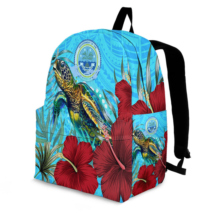 1sttheworld Backpack - Micronesia Turtle Hibiscus Ocean Backpack | 1sttheworld
