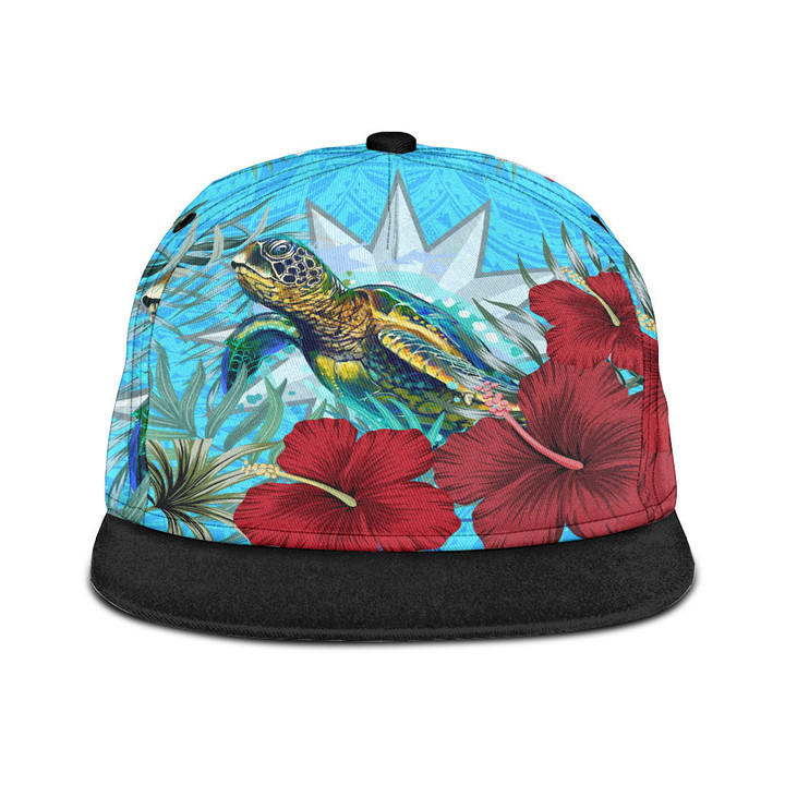 1sttheworld Snapback Hat - Nauru Turtle Hibiscus Ocean Snapback Hat | 1sttheworld
