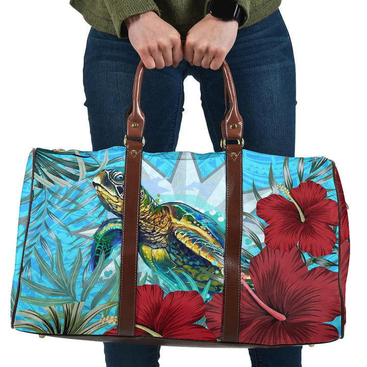 1sttheworld Bag - Nauru Turtle Hibiscus Ocean Travel Bag | 1sttheworld
