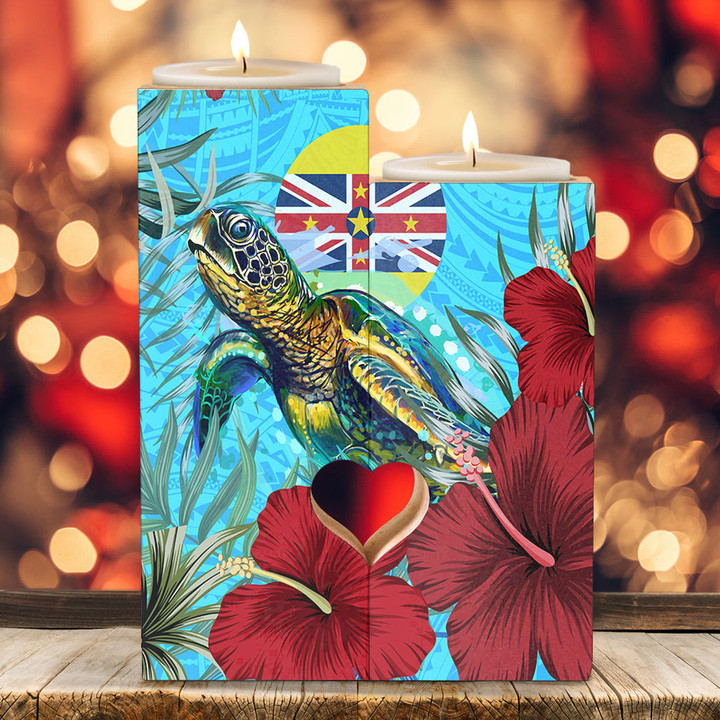 1sttheworld Candle Holder - Niue Turtle Hibiscus Ocean Candle Holder | 1sttheworld
