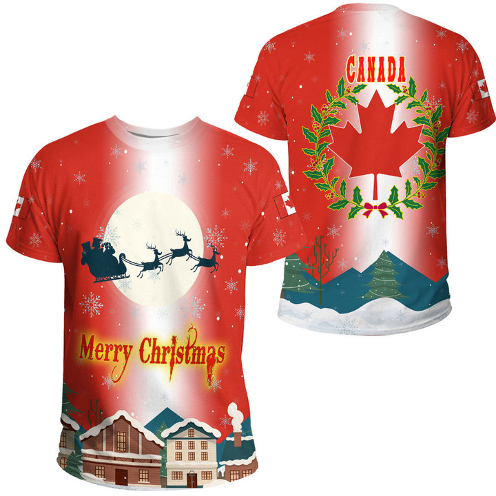 1sttheworld Xmas Clothing - Canada T-Shirt Merry Christmas A95 | 1sttheworld