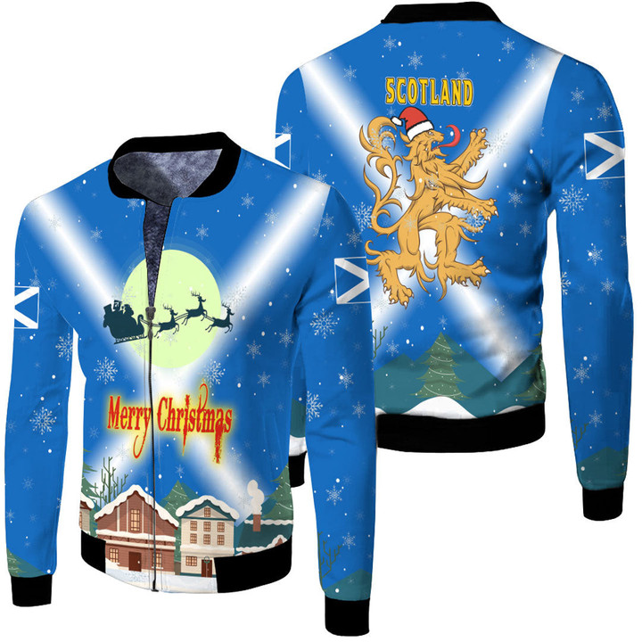 1sttheworld Xmas Clothing - Scotland V-Fleece Winter Jacket Merry Christmas A95 | 1sttheworld
