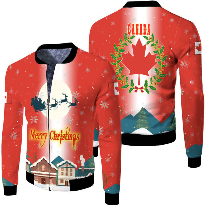 1sttheworld Xmas Clothing - Canada V-Fleece Winter Jacket Merry Christmas A95 | 1sttheworld