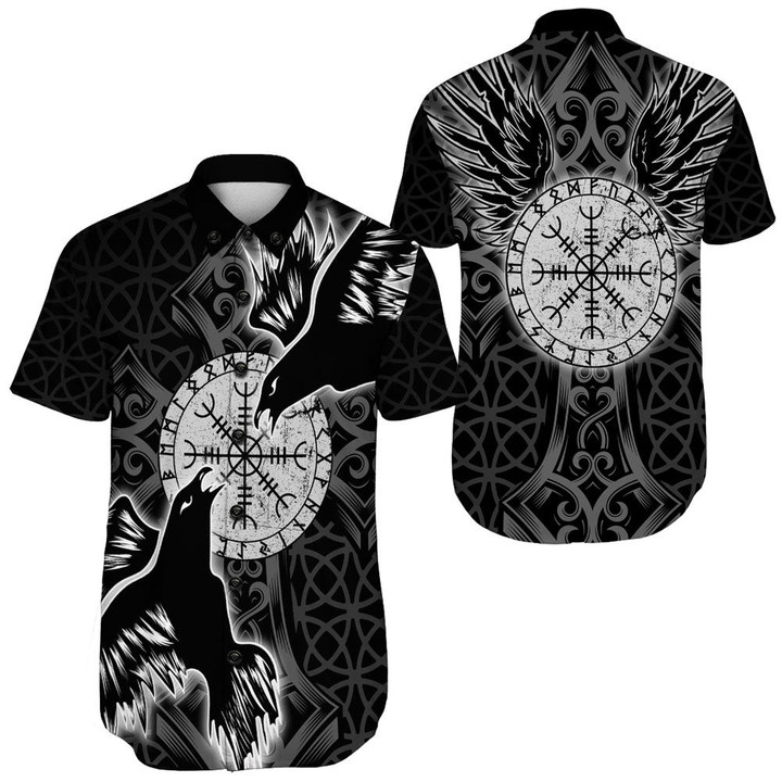 1sttheworld Clothing - Viking Raven and Compass - Short Sleeve Shirt A95 | 1sttheworld