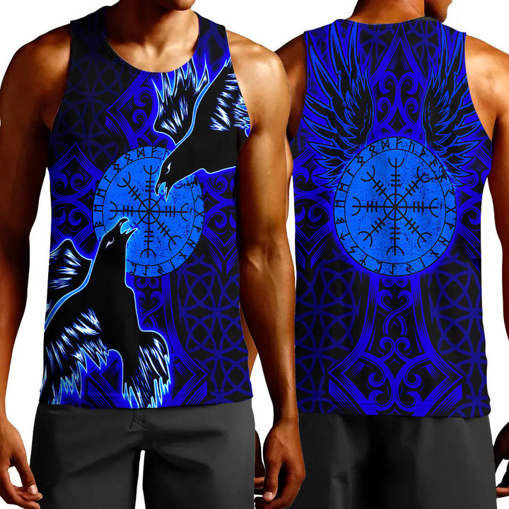 1sttheworld Clothing - Viking Raven and Compass - Blue Version - Tank Top A95 | 1sttheworld
