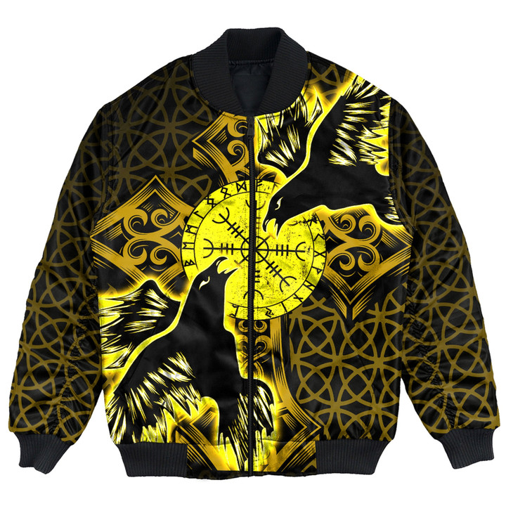 1sttheworld Clothing - Viking Raven and Compass - Gold Version - Bomber Jackets A95 | 1sttheworld