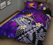 Kanaka Maoli (Hawaiian) Quilt Bed Set, Polynesian Pineapple Banana Leaves Turtle Tattoo Purple A02