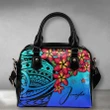 (Custom) Polynesian Plumeria Blue Shoulder Handbag Personal Signature A24