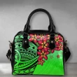 (Custom) Polynesian Plumeria Green Shoulder Handbag Personal Signature A24