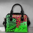 (Custom) Polynesian Plumeria Green Shoulder Handbag Personal Signature A24