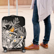 Kanaka Maoli (Hawaiian) Luggage Covers, Polynesian Pineapple Banana Leaves Turtle Tattoo Gray