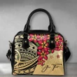 (Custom) Polynesian Plumeria Gold Shoulder Handbag Personal Signature A24