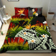 Kanaka Maoli (Hawaiian) Bedding Set, Polynesian Pineapple Banana Leaves Turtle Tattoo Reggae