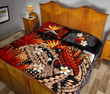 Kanaka Maoli (Hawaiian) Quilt Bed Set, Polynesian Pineapple Banana Leaves Turtle Tattoo Red A02