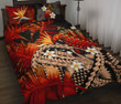 Kanaka Maoli (Hawaiian) Quilt Bed Set, Polynesian Pineapple Banana Leaves Turtle Tattoo Red A02