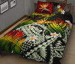 Kanaka Maoli (Hawaiian) Quilt Bed Set, Polynesian Pineapple Banana Leaves Turtle Tattoo Reggae A02