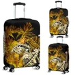 Kanaka Maoli (Hawaiian) Luggage Covers, Polynesian Pineapple Banana Leaves Turtle Tattoo Yellow