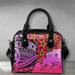 (Custom) Polynesian Plumeria Pink Shoulder Handbag Personal Signature A24