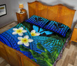 Kanaka Maoli (Hawaiian) Quilt Bed Set, Polynesian Plumeria Banana Leaves Blue | Love The World