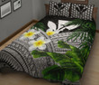 Kanaka Maoli (Hawaiian) Quilt Bed Set, Polynesian Plumeria Banana Leaves Gray | Love The World