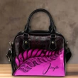 (Custom) New Zealand Shoulder Handbag Silver Fern Kiwi Personal Signature Pink A02