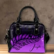 (Custom) New Zealand Shoulder Handbag Silver Fern Kiwi Personal Signature Purple A02