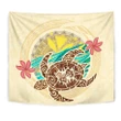 Kanaka Maoli (Hawaii) Tapestry - Turtle Polynesian Flower Tattoo Beige A10