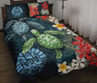 Tahiti Quilt Bed Set - Sea Turtle Tropical Hibiscus And Plumeria A24