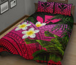 Kanaka Maoli (Hawaiian) Quilt Bed Set, Polynesian Plumeria Banana Leaves Pink | Love The World