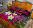 Kanaka Maoli (Hawaiian) Quilt Bed Set, Polynesian Plumeria Banana Leaves Pink | Love The World