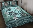 American Samoa Quilt Bed Set - Polynesian Turtle Plumeria Blue A24