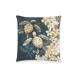 Kanaka Maoli (Hawaiian) Pillow Case - Sea Turtle Tropical Hibiscus And Plumeria Gold| Love The World
