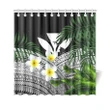 Kanaka Maoli (Hawaiian) Shower Curtain, Polynesian Plumeria Banana Leaves gray | Love The World