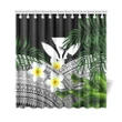 Kanaka Maoli (Hawaiian) Shower Curtain, Polynesian Plumeria Banana Leaves gray | Love The World