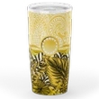 Cook Islands Tumbler, Polynesian Palm Leaves Hibiscus Plumeria Flowers (Yellow) | Love The World