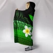 Kanaka Maoli (Hawaiian) Hooded Blanket,, Polynesian Plumeria Banana Leaves Green | Love The World