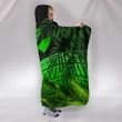 Kanaka Maoli (Hawaiian) Hooded Blanket,, Polynesian Plumeria Banana Leaves Green | Love The World