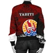 Tahiti Women's Bomber Jacket, Coat Of Arms Blue Special A02