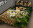 Kanaka Maoli (Hawaiian) Quilt Bed Set, Polynesian Plumeria Banana Leaves Gold | Love The World