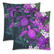 Kanaka Maoli (Hawaiian) Pillow Cases - Sea Turtle Tropical Hibiscus And Plumeria Purple | Love The World
