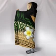 Kanaka Maoli (Hawaiian) Hooded Blanket, Polynesian Plumeria Banana Leaves Gold | Love The World