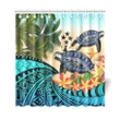 Kosrae Shower Curtain - Polynesian Turtle Coconut Tree And Plumeria | Love The World