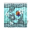 Tahiti Shower Curtain - Polynesian Turtle Plumeria Blue A224