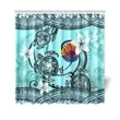 Tahiti Shower Curtain - Polynesian Turtle Plumeria Blue A224