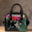(Custom) Kanaka Maoli (Hawaiian) Shoulder Handbag - Hibiscus Turtle Tattoo Black Personal Signature A02