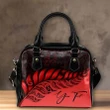 (Custom) New Zealand Shoulder Handbag Silver Fern Kiwi Personal Signature Red A02