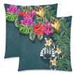 Tahiti Zippered Pillow Cases - Hibiscus Turtle Tattoo Blue A02