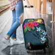 Kanaka Maoli (Hawaiian) Luggage Covers - Hibiscus Turtle Tattoo Blue A02