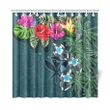 Kanaka Maoli (Hawaiian) Shower Curtain - Hibiscus Turtle Tattoo Blue A02